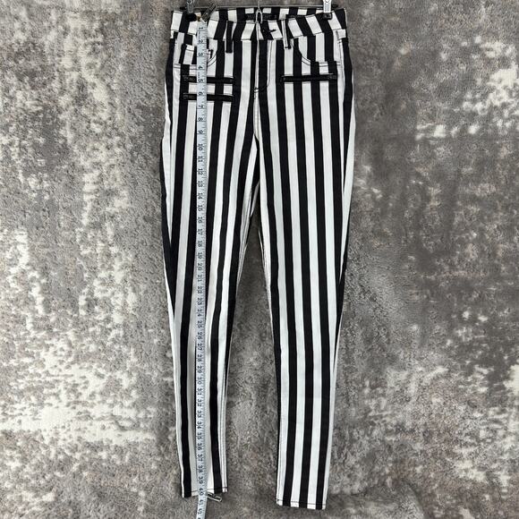 Blackheart Size 3 Stingerette Y2K Goth Emo Grunge Pants Black White Striped - Picture 2 of 12